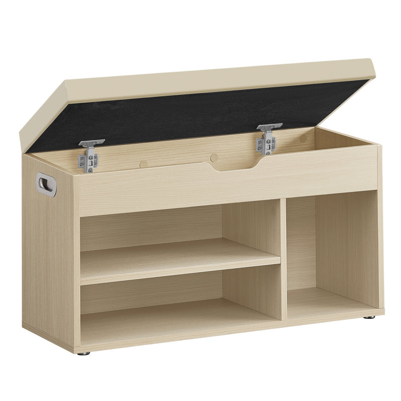 Abigayle 8 Pair Shoe Storage Bench, Natural Beige, Light Grey
