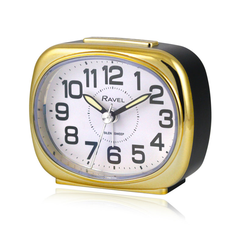 Analogue Quartz Movement / Crystal Alarm Tabletop Clock, Black/Gold