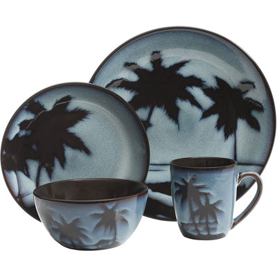 Gibson Elite Sunset 16 Piece Dinnerware Set, Blue