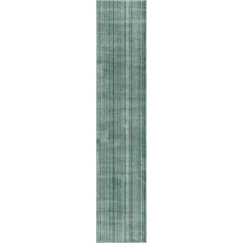 Tapis vert / gris à rayures Osteen, Vert, Rectangle 3 pi 3 po x 5 pi 3 po