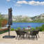 Parasol extérieur en porte-à-faux gris 10 pi avec base et housse-379066995