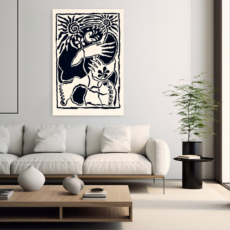 Protection, art abstrait floral naturel contemporain, H 60 po x l 40 po
