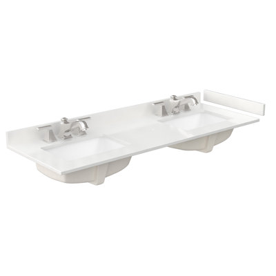 60" Double Countertop with Square Sinks (1-Hole), Backsplash & Sidesplash