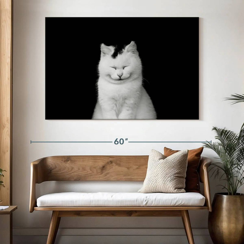 Brampt Delighted White Cat, 34" H x 51" W