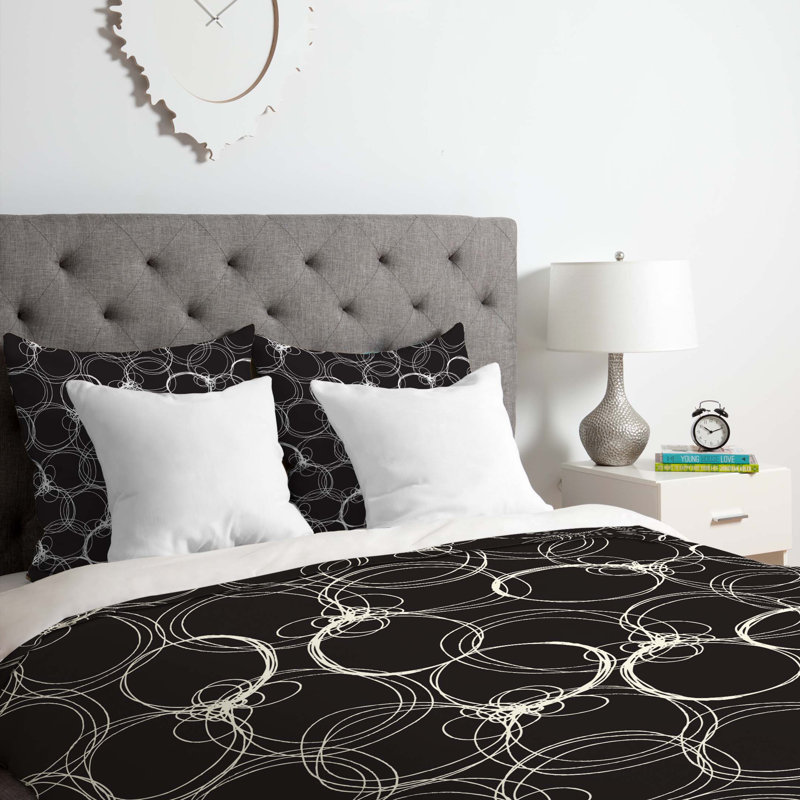 Ensemble de housse de couette cercles, Housse de couette simple / simple TG et 1 taie dé