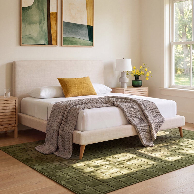 Williams Upholstered Bed, King, Beige Linen