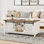 Table basse Hutchison Farmhouse avec portes de grange coulissantes, table de salon de 48 po avec tablettes réglables