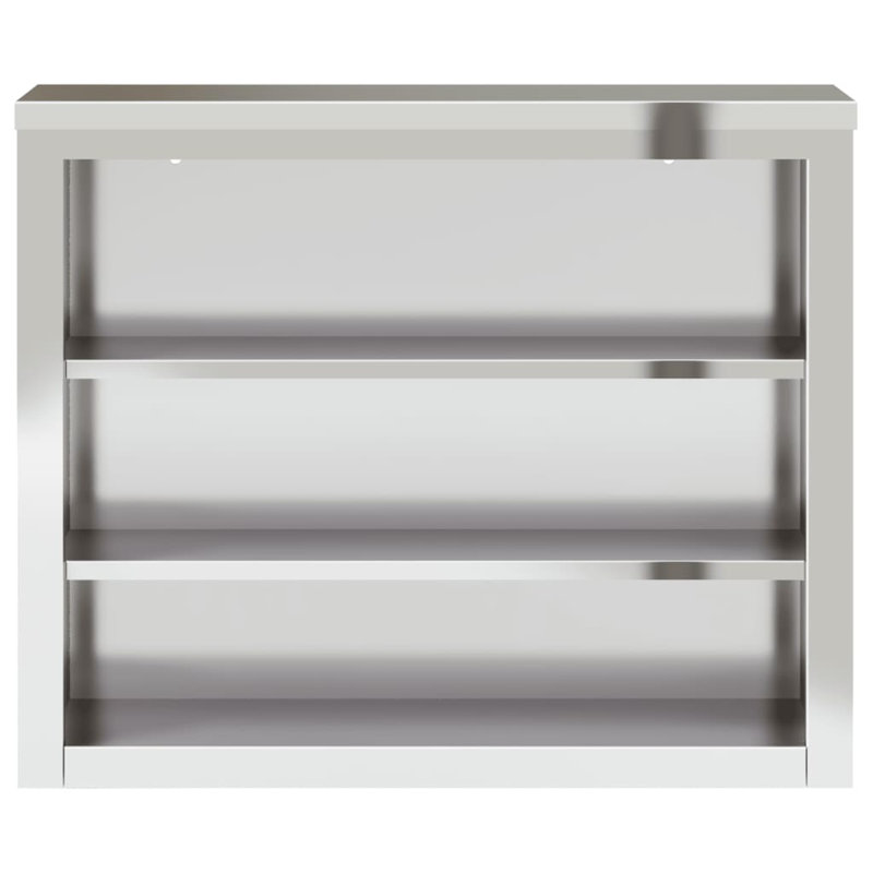 Slemp Silver Stainless Steel Accent Cabinet, 92cm H x 75cm W x 40cm D