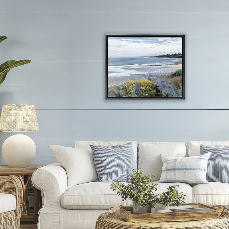 Cadre flottant Reflections of Blue, design par Irena Orlov, Cadre flottant noir de jais, H 17 po x l 21 po