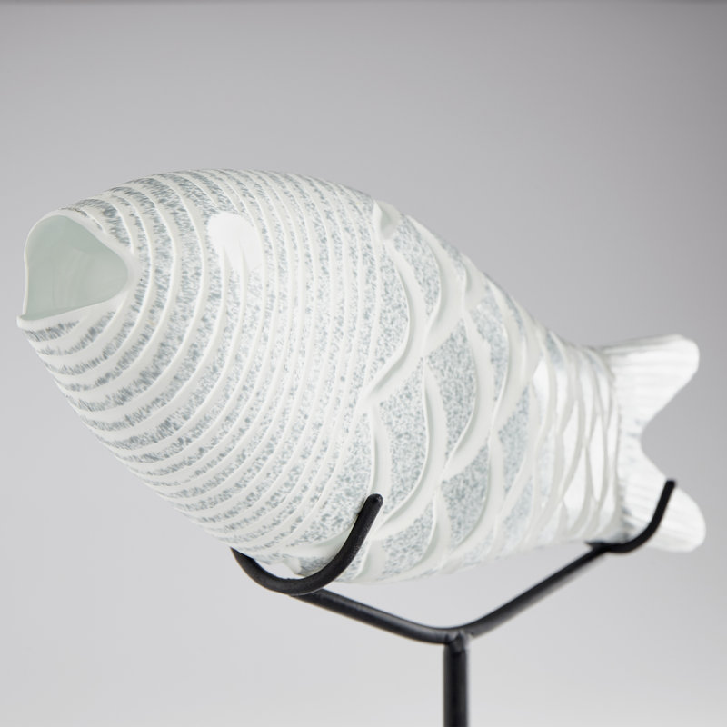 Grouper Fish Sculpture, 14" H x 13.25" W x 3.5" D