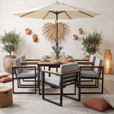 7-Piece Outdoor Dining Set with Dining Table and Chair, Removable Cushions