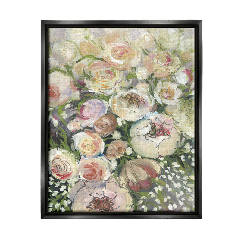 Art abstrait sur toile flottante abstraite avec fleurs de jardin par Blursbyai, H 31 po x l 25 po x P 1,7 po
