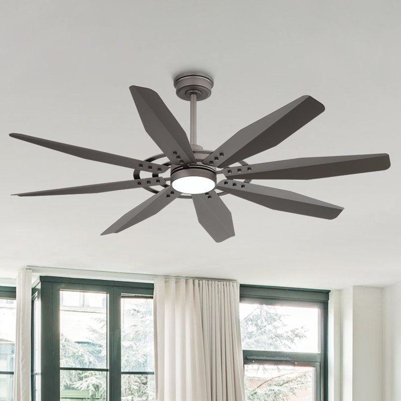Ventilateur de plafond 72 po avec télécommande Fianna, Nickel, 72 po de largeur, Nickel
