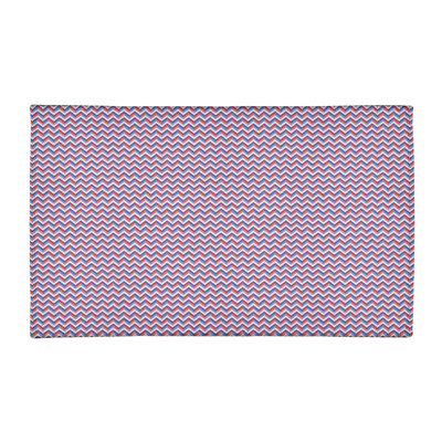 Tapis à chevrons bleu/rouge fait main