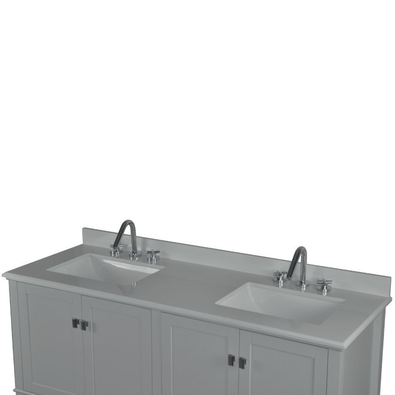 61” Double Vanity With Quartz Top, Light Gray
