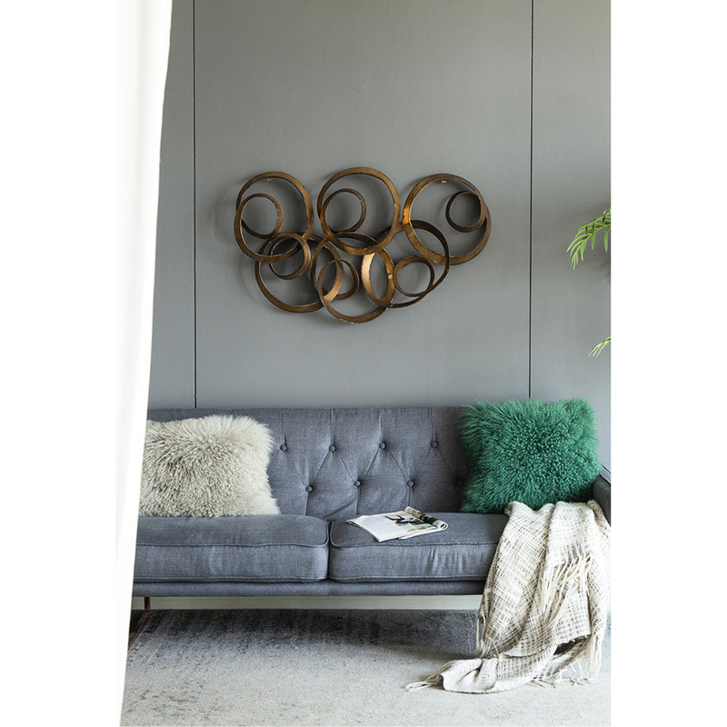 Élément mural en feuille d'or de 38,5 x 22 x 4,2 po, décoration de bureau de chambre à coucher de salon, construction en métal massif, installation sans effort, pièce en fer de 38,5 x 22 x 4,2 po, cadre de décoration, Simple Up,