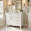 Meuble-lavabo moderne de 36 po avec lavabo en céramique blanc, porte à fermeture en douceur et 4 tiroirs de rangement, offrant un look raffiné avec une fonctionnalité pratique au quotidien.