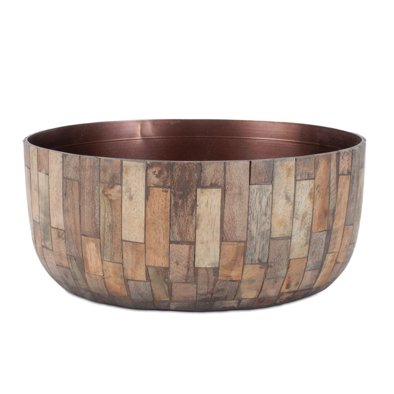 Round Wooden Bowl Planter