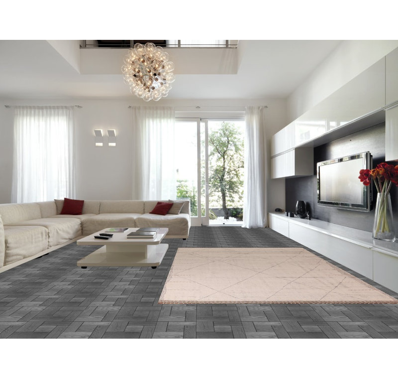 Tapis marocain moderne ivoire All-Over 9 x 13