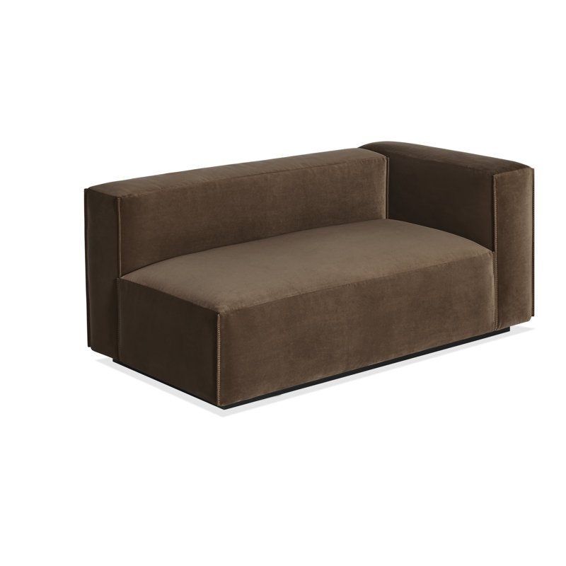 Cleon Chaise Lounge, Coffee Velvet, Right Hand Facing