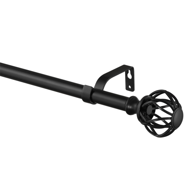 Matte Black Adjustable Curtain Pole Set, 28cm - 48cm
