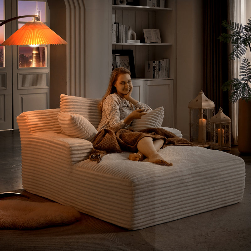 Chaise longue avec coussin moelleux, White