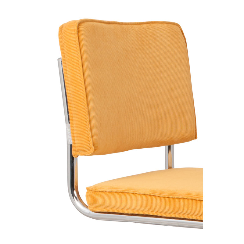 Ridge Kink Upholstered Dining Chair, Yellow, Silver
