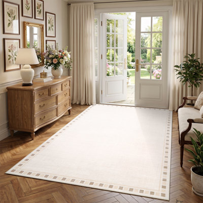 Tapis lavable antidérapant pour salon, tapis à carreaux moderne pour chambre