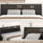 King Size Black Wood Headboard with RGB LED Lights, Hidden Storage & Built-in Charging Station, Modern Headboard for Bed with App & Remote Control-584358185-584358191