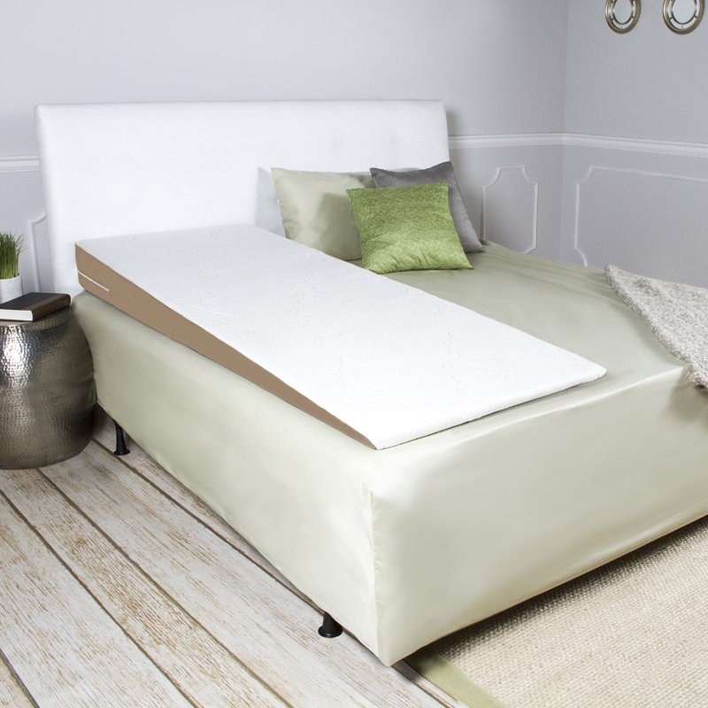 Full Length White and Beige Memory Foam Bed Wedge Pillow