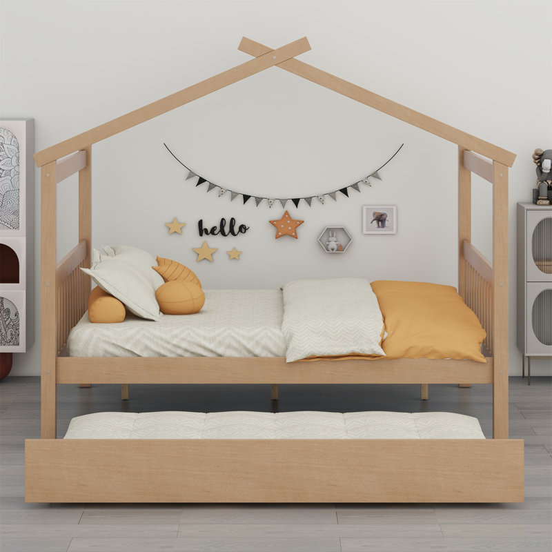 Lit en bois avec couchette, Naturel