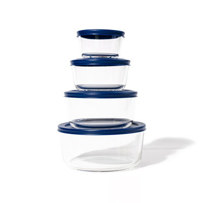 Prep & Savour Kitchen Storage Glass Food Containers 8 Piece Nested Set