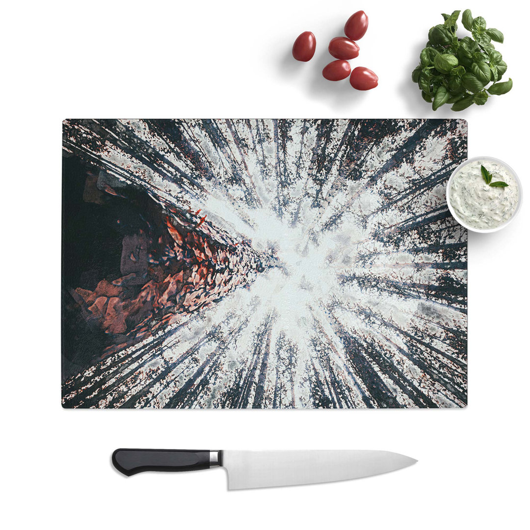 Tempered Glass Trees Touching the Sky in Abstract Chopping Board