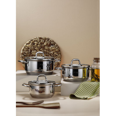 Premium 6-Piece Stainless Steel Pot Set, Silver | Includes 5.5 in, 6.3 in, and 7.1 in Pots with Lids | Induction & Gas Stove Safe | Durable, Easy to Clean, Perfect for Home Cooking & Meal Prep