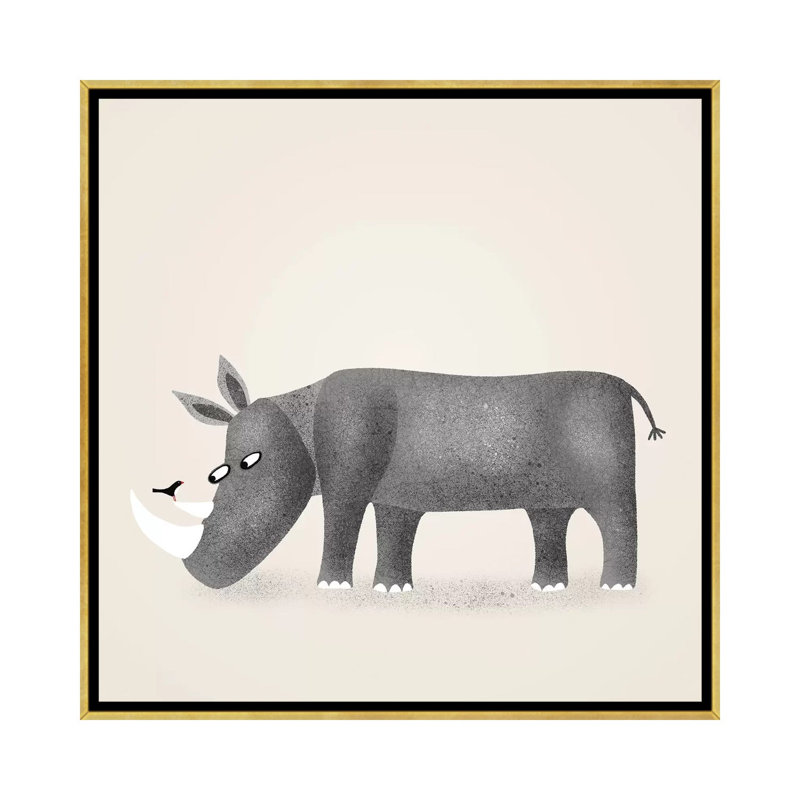 « Rhino » par Nic squirrell-impression, H 18 po x l 18 po x 1,5 po, Pas de tapis, Toile encadrée d'or