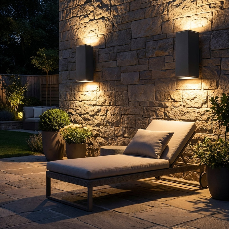 Set Of 4 12-inch Outdoor Waterproof Wall Sconces, Dual-head Design, Featuring Aluminum Rectangular Lampshades And Tempered Glass Covers; Bulbs Not Included