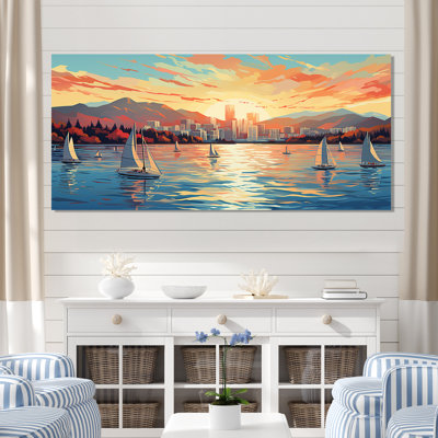 «Vancouver Port Sunset Sail - Port Landscape Coastal», art mural