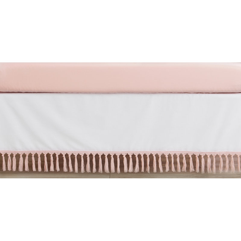 Volant 100% coton Boho Fringe, Blanc / rosé