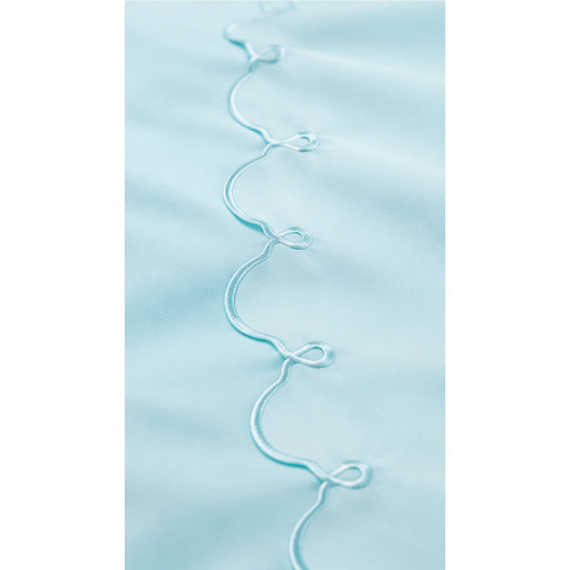 Scalloped 100% Cotton Standard Sheet Set, Full/Double Sheet Set, Blue