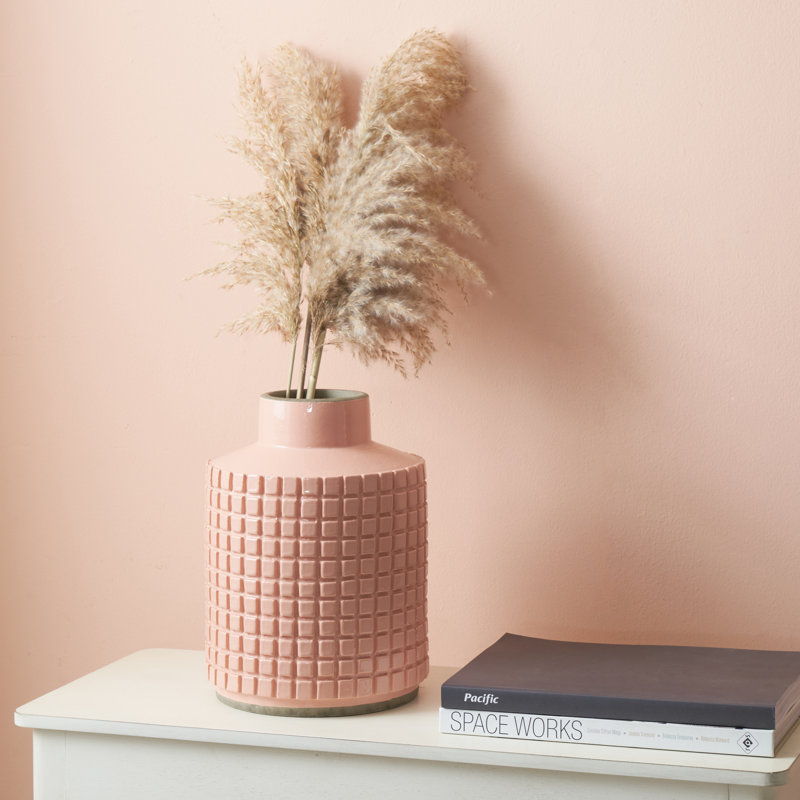 Wynn 28.5Cm Ceramic Square Patterned Table Vase, Apricot