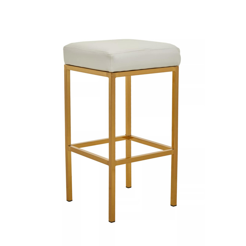 Avitable Upholstered Counter Stool with Metal Frame, Gold, White