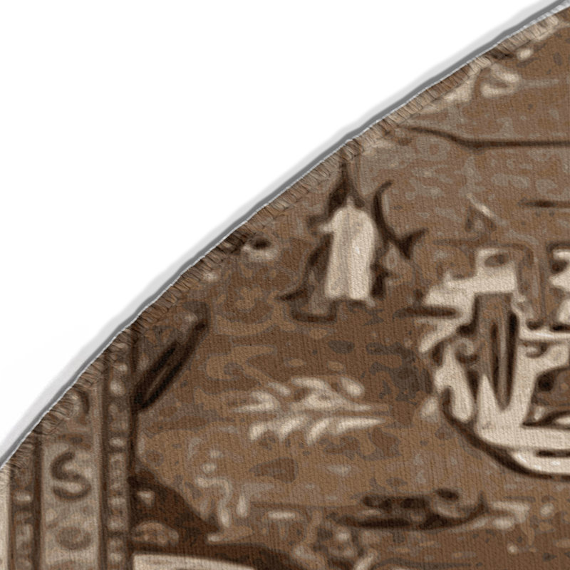 Tapis d'intérieur et d'extérieur brun Persian, Rond 5 pi