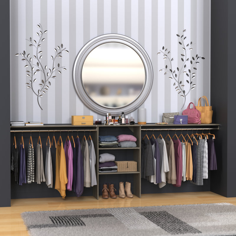 Suitesymphony Base Unit With 2 Top Shelves And Hang Rods, Gray