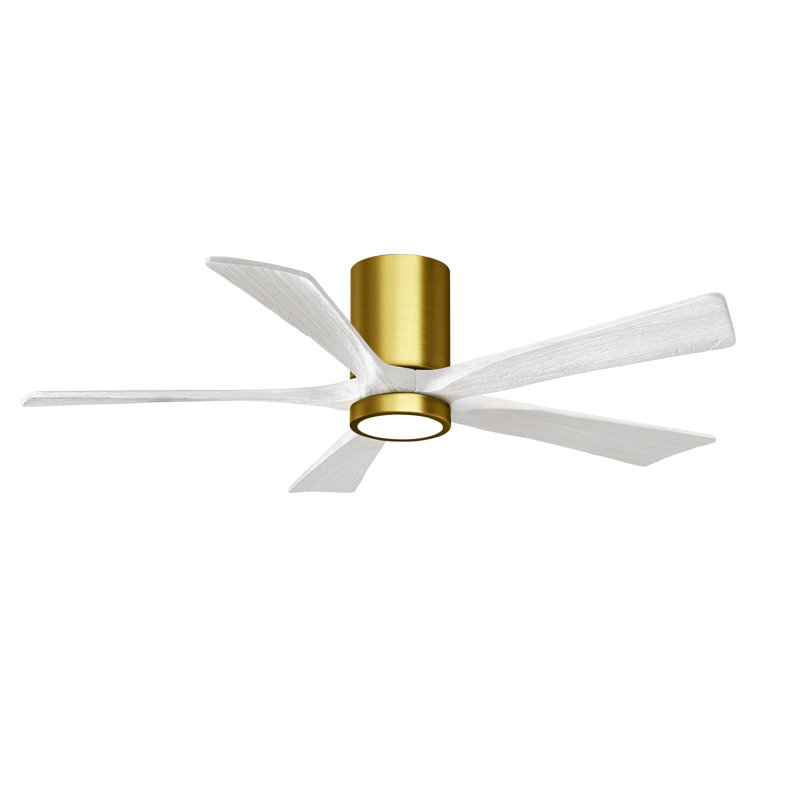 Ventilateur de plafond à 5 pales DEL avec ensemble d'éclairage inclus Irene, Laiton brossé, 52", Blanc mat