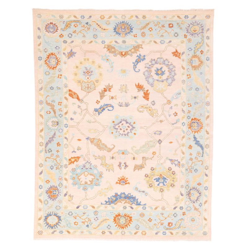 Tapis moderne rose Oushak 8 pi 0 po x 10 pi 0 po