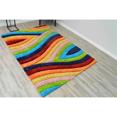 Tapis moderne à poil long à motif géométrique abstrait pour le salon et la chambre à coucher
