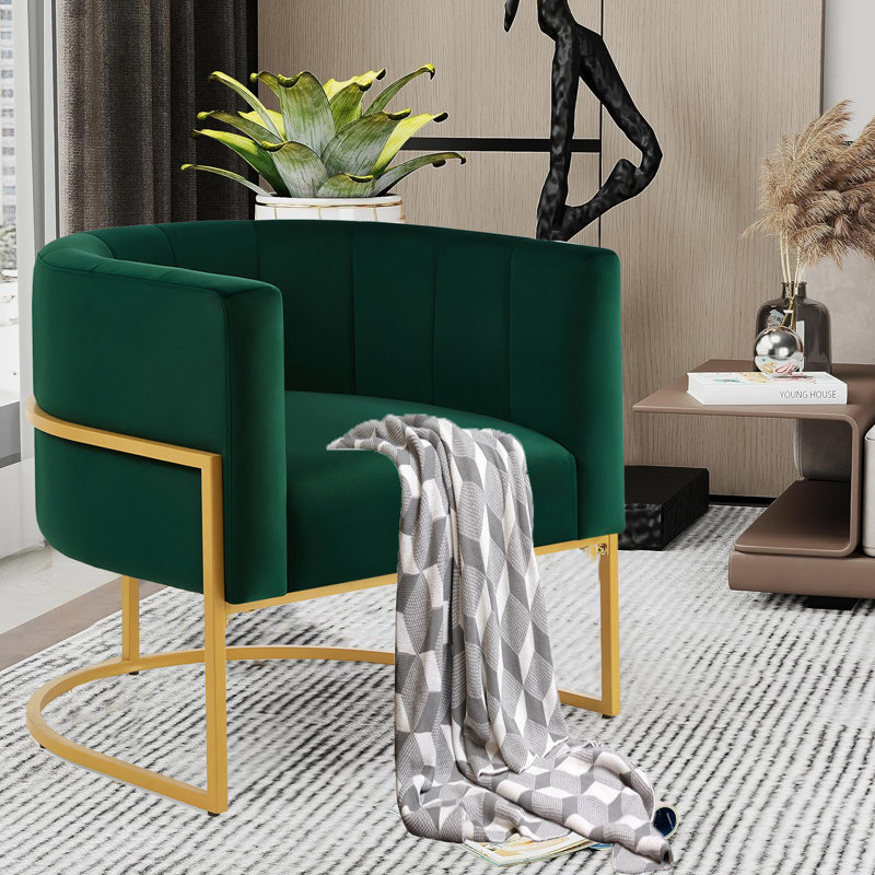 Fauteuil demi-tonneau Joemichael, Velours vert