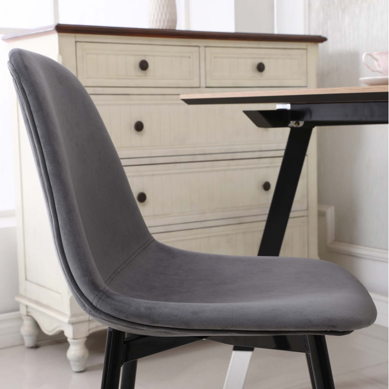 Ensemble de salle à manger 5 pièces, table de salle à manger ronde blanche avec 4 chaises, Gris