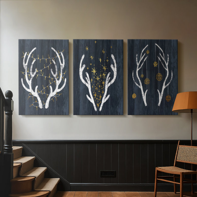 Bois et lumières - Toile tendue sur mesure - 3 pièces, H 12 po x l 24 po
