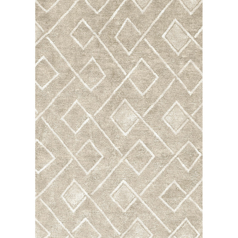 Linen Geometric Area Rug, Rectangle 4' x 6'